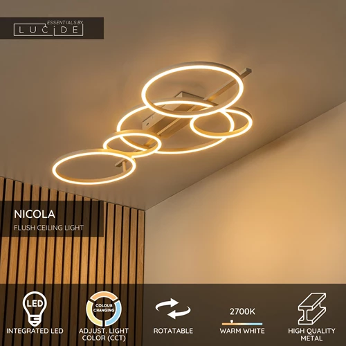 Lucide NICOLA - Flush ceiling light - LED - CCT - 1x37W 2700K/4000K - Taupe | Essential - USP